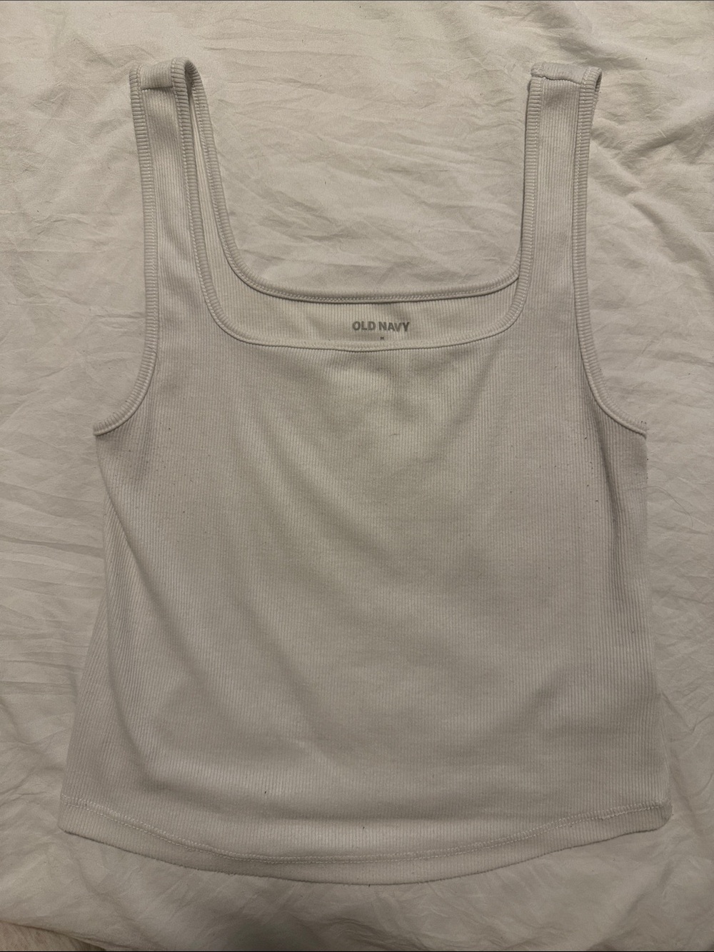 Old Navy White Ribbed Square Neck Tank